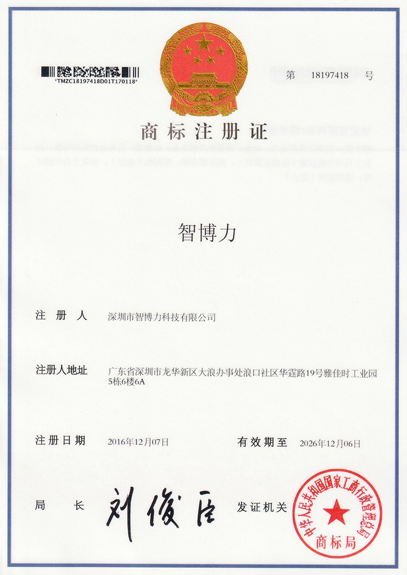 Zhiboli trademark certificate